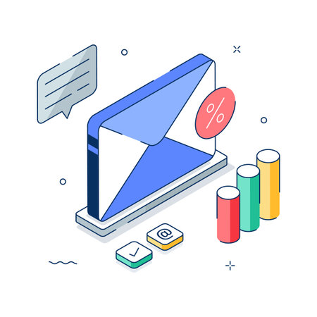 Take your hands on this amazing email marketing isometric illustrationのイラスト素材