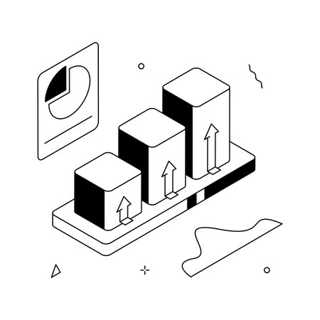 Market growth illustration showing rising statistics, success, and business performance.のイラスト素材