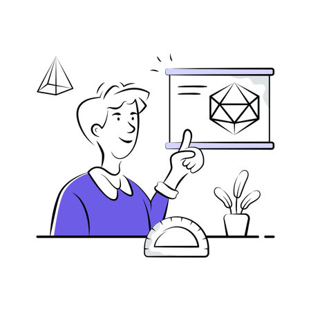 Take your hands on this amazing hand drawn illustration of geometry classのイラスト素材