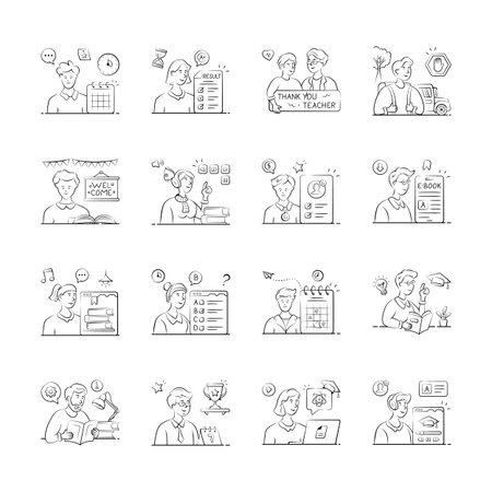 Take a look at this amazing illustrations of educational activities in modern styleのイラスト素材