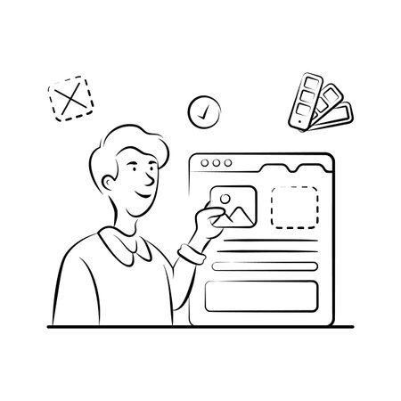 Well designed amazing hand drawn illustration of a website layoutのイラスト素材