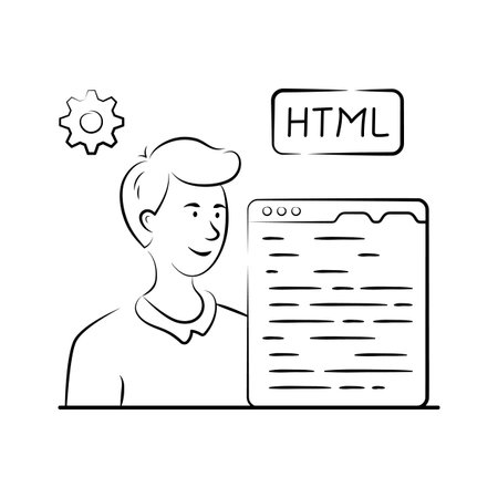 Grab this well designed hand drawn illustration of programmerのイラスト素材