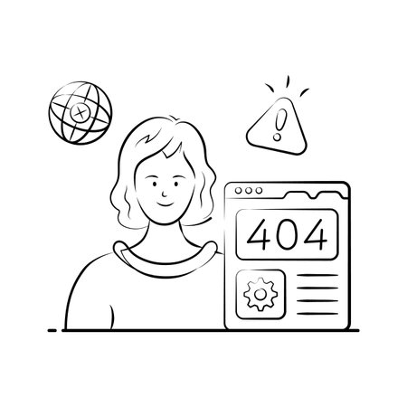 Illustration of woman facing a webpage error, premium vector