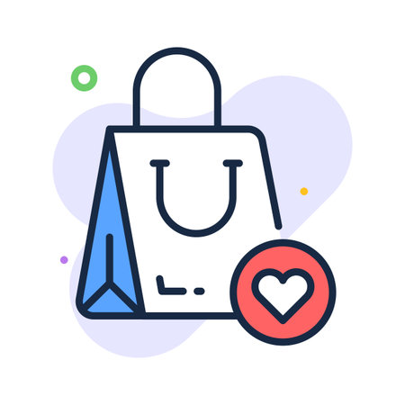 Shopping bag with heart sign denoting concept icon of shopping loveのイラスト素材