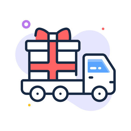 Gift delivery icon representing presents, ecommerce offers, and order shippingのイラスト素材