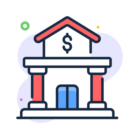 Creatively crafted amazing icon of bank building in flat outline styleのイラスト素材