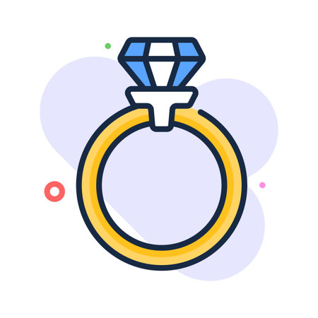 Diamond ring icon representing fashion jewelry, luxury, and ecommerce shoppingのイラスト素材