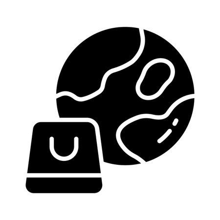 Global shopping icon representing worldwide online stores and ecommerce shoppingのイラスト素材