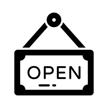 Open board icon representing shop opening, availability, and retail welcomeのイラスト素材