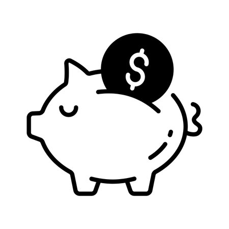 Money savings, budgeting, and ecommerce finance, piggy bank icon designのイラスト素材