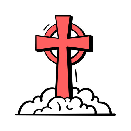 Gothic grave cross symbolizing death for spooky Halloween artwork.のイラスト素材