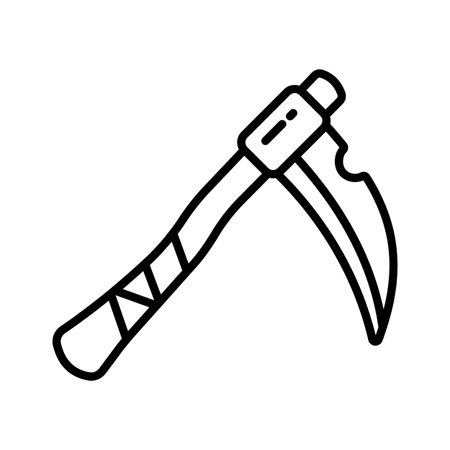 Here is a modern flat outline icon of scythe, premium vectorのイラスト素材