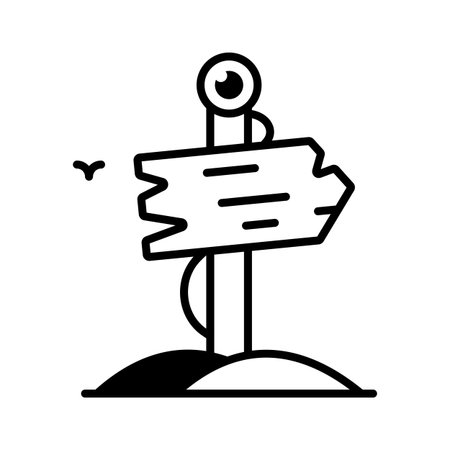 Spooky wooden Halloween board sign, perfect for haunted directionsのイラスト素材