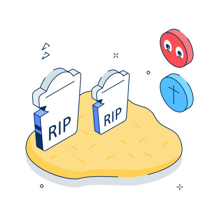 Creatively designed isometric illustration of graveyard, modern vectorのイラスト素材