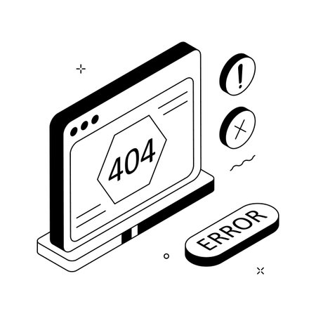 Modern isometric illustration showing a 404 page not found error for web designのイラスト素材