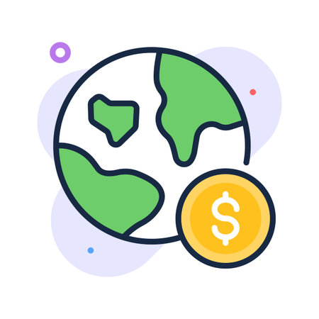 Flat outline icon of global business in modern design styleのイラスト素材