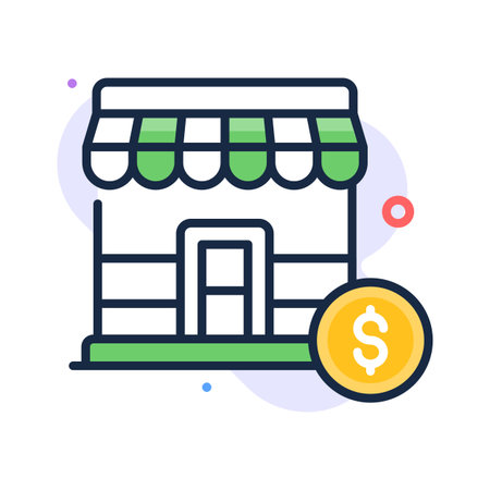 Flat icon of store representing entrepreneurship and salesのイラスト素材