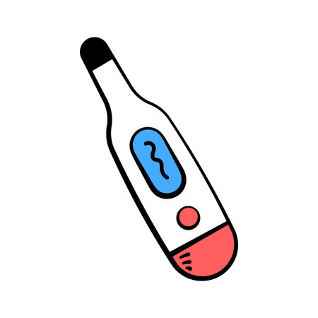 Medical thermometer measuring body temperature hand drawn icon design