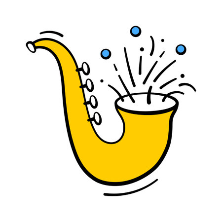 A trendy doodle style icon of saxophone, musical instrumentのイラスト素材