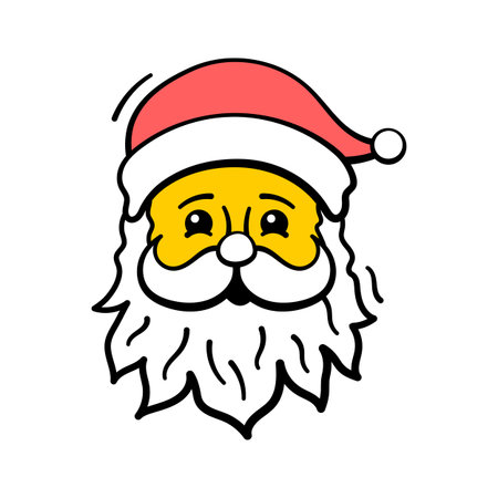 Ready to use doodle style icon of santa face with capのイラスト素材