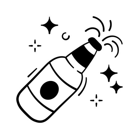 Champagne bottle popping for Christmas and festive events.のイラスト素材