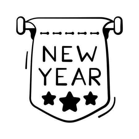 Elegant New Year typography banner icon for festive decorations.のイラスト素材