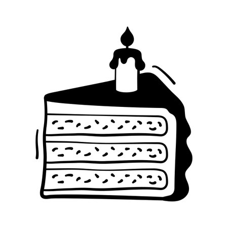 Take a look at this amazing cake slice doodle icon