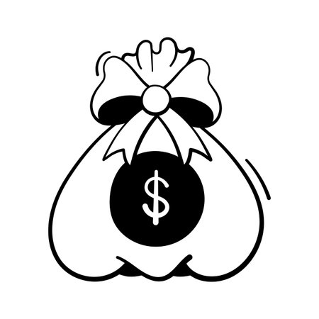 Santa sack filled with Christmas gifts, ready to use christmas presents doodle iconのイラスト素材