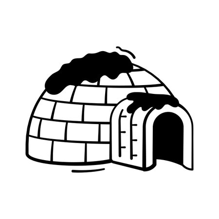 Traditional igloo doodle icon, a symbol of winter and Arctic living.のイラスト素材