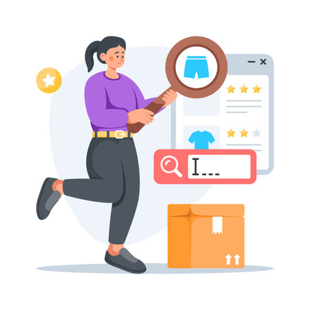 Take your hands on this amazing illustration of product search, premium vectorのイラスト素材
