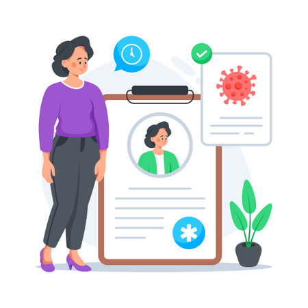 Illustration of doctor checking patientのイラスト素材