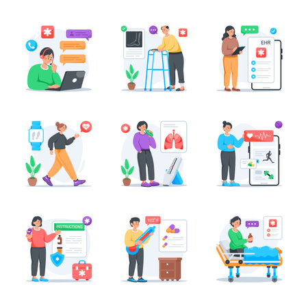 Take your hands on this amazing medical and healthcare flat illustrationsのイラスト素材