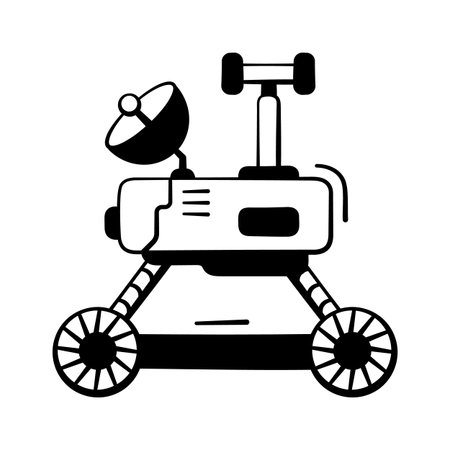 Robotic exploration, science, and planetary transport, doodle style icon of space roverのイラスト素材