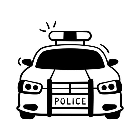 Police car icon, law enforcement, security, and emergency response vehicle.のイラスト素材