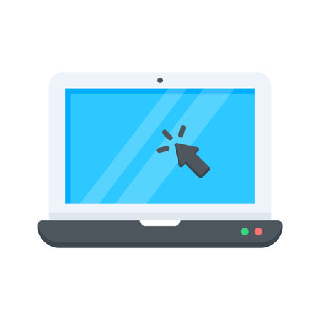 Flat laptop icon symbolizing remote work and online businessのイラスト素材