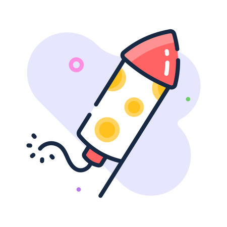 Icon of festive rocket, celebrating events with colorful explosionsのイラスト素材