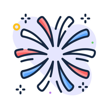 Bright flat outline fireworks icon, ready for premium useのイラスト素材