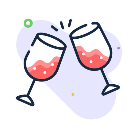 Look at this captivating flat outline icon of cheers glassesのイラスト素材