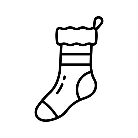 Christmas sock icon creatively designed in line styleのイラスト素材