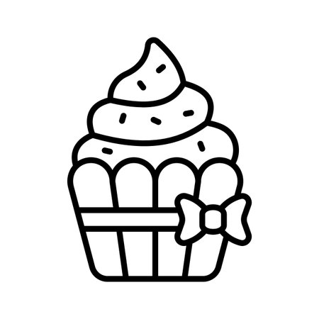 An editable icon of cupcake designed in line styleのイラスト素材