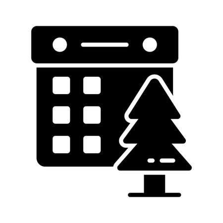 A glyph style icon of christmas calendar with tree, premium vectorのイラスト素材