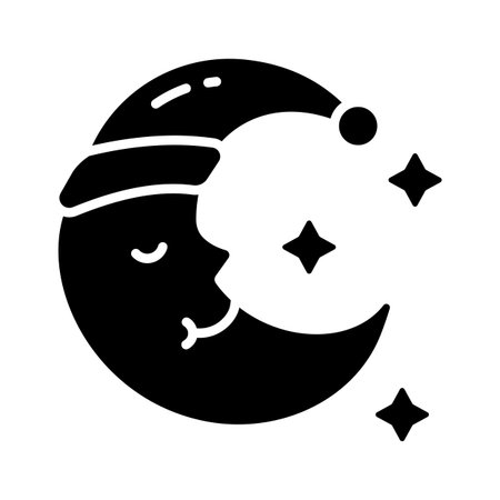 Festive moon wearing a Santa hat representing Christmas night, premium vectorのイラスト素材