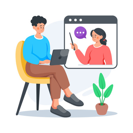 Creatively designed amazing flat illustration of online learningのイラスト素材