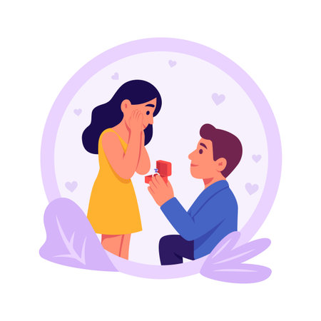 Flat illustration of a man proposing his girlfriend, modern vectorのイラスト素材