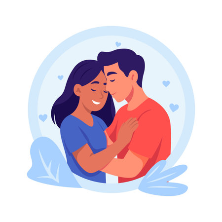 Well designed flat illustration of couple embracing with love and closenessのイラスト素材