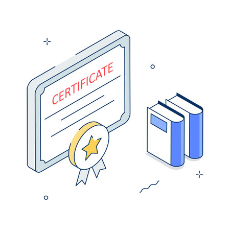 Isometric design showing education certificate and achievement award conceptのイラスト素材