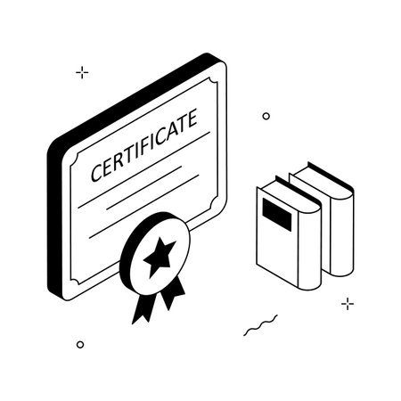 Isometric design showing education certificate and achievement award conceptのイラスト素材