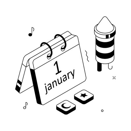 Take your hands on this amazing isometric illustration of new year calendarのイラスト素材