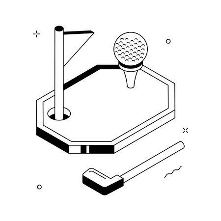 Elegant isometric golf illustration with hole and flag representing sport and entertainmentのイラスト素材