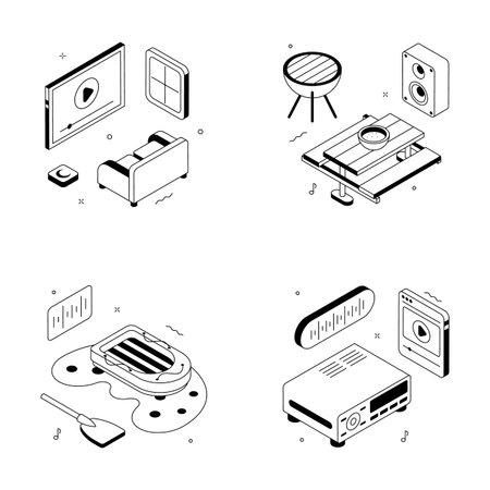 Take a look at this amazing entertainment isometric illustration setのイラスト素材